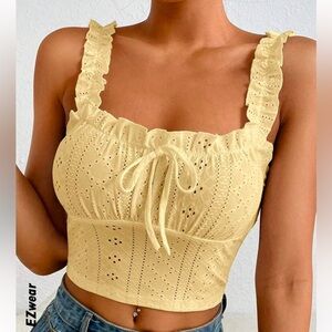 LAST CHANCE SHEIN Yellow Eyelet Crop Top